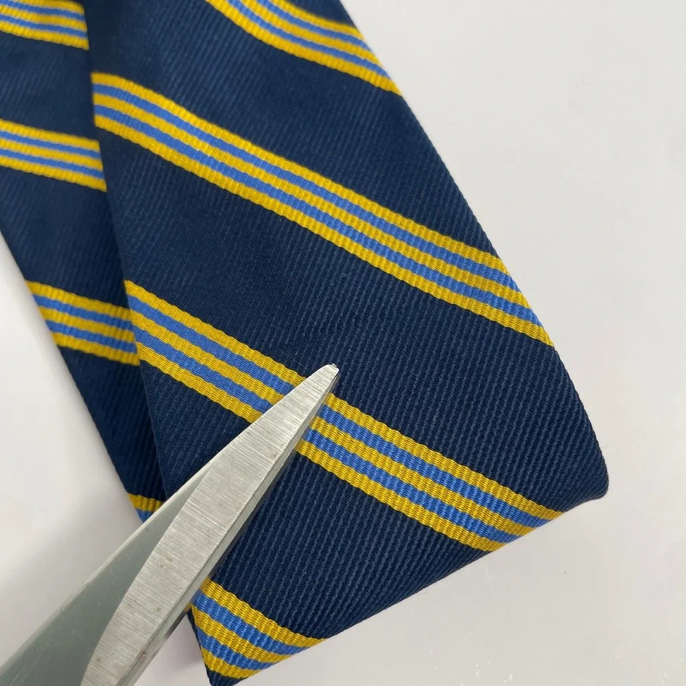 Brooks Brothers‎ 246 Silk Tie Blue Yellow Stripe Classic 3.25